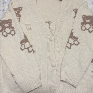 Cozy Cream Bear Pattern Sweater